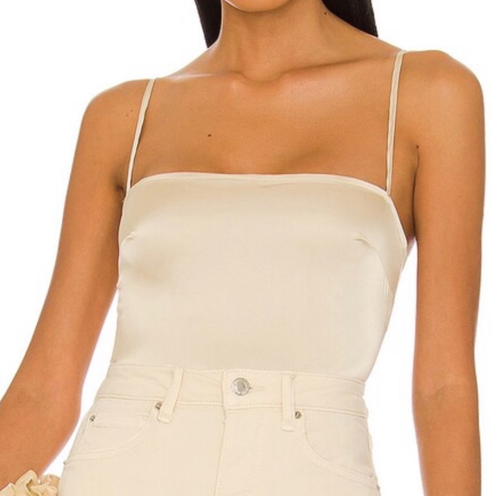 WeWoreWhat satin cream strapy bodysuit BRAND NEW